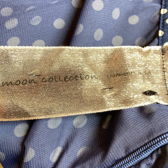 Moon Collection Polkadot Flared Skirt, Size Large, Blue White Silky Lined Swirly - Picture 5 of 7